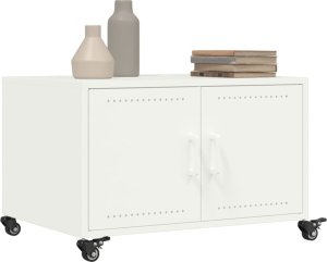 vidaXL vidaXL Stolik kawowy, biały, 68x50x43,5 cm, stal walcowana na zimno 5