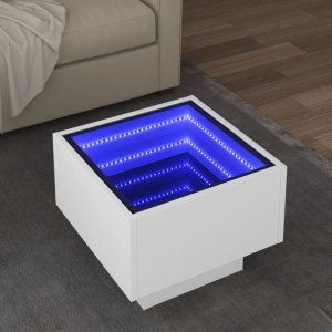 vidaXL vidaXL Stolik boczny z LED, biały, 40x40x30 cm 1