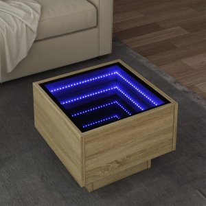 vidaXL vidaXL Stolik boczny z LED, dąb sonoma, 40x40x30 cm 1