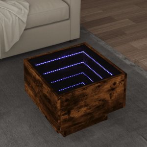 vidaXL vidaXL Stolik boczny z LED, dąb opalany, 40x40x30 cm 1