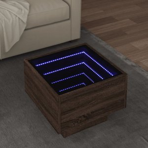 vidaXL vidaXL Stolik boczny z LED, brązowy dąb, 40x40x30 cm 1