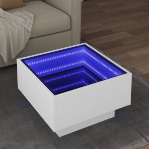 vidaXL vidaXL Stolik kawowy z LED, biały, 50x50x30cm, materiał drewnopochodny 1