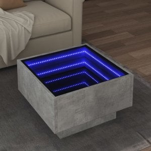 vidaXL vidaXL Stolik kawowy z LED, szarość betonu, 50x50x30 cm 1