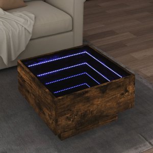 vidaXL vidaXL Stolik kawowy z LED, przydymiony dąb, 50x50x30 cm 1