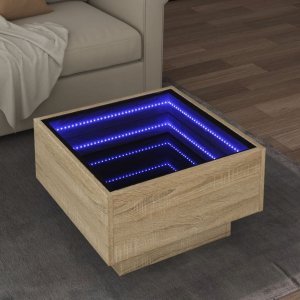 vidaXL vidaXL Stolik kawowy z LED, dąb sonoma, 50x50x30 cm 1