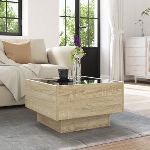 vidaXL Stolik kawowy z LED, dąb sonoma, 50x50x30 cm 4