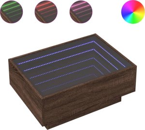 vidaXL Stolik kawowy z LED, brązowy dąb, 70x50x30 cm 2