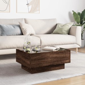 vidaXL Stolik kawowy z LED, brązowy dąb, 70x50x30 cm 4