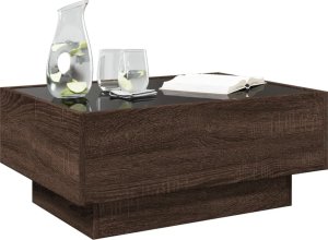 vidaXL Stolik kawowy z LED, brązowy dąb, 70x50x30 cm 5