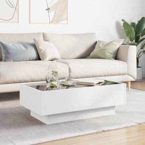 vidaXL Stolik kawowy z LED, biały, 90x50x30cm 4