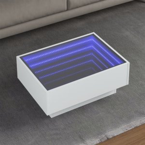 vidaXL vidaXL Stolik kawowy z LED, biały, 70x50x30cm, materiał drewnopochodny 1