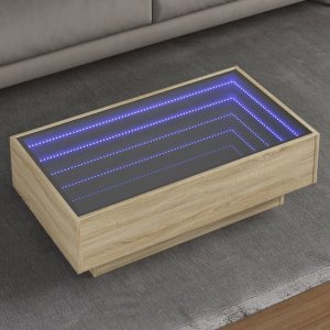 vidaXL vidaXL Stolik kawowy z LED, dąb sonoma, 90x50x30 cm 1