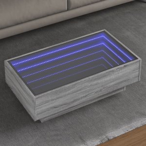 vidaXL vidaXL Stolik kawowy z LED, szary dąb sonoma, 90x50x30 cm 1