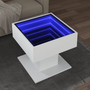 vidaXL vidaXL Stolik kawowy z LED, biały 50x50x45 cm, materiał drewnopochodny 1