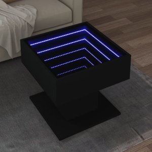 vidaXL vidaXL Stolik kawowy z LED czarny 50x50x45 cm, materiał drewnopochodny 1