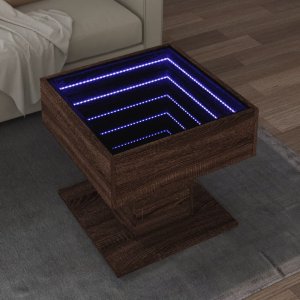 vidaXL vidaXL Stolik kawowy z LED, brązowy dąb, 50x50x45 cm 1