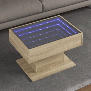 vidaXL vidaXL Stolik kawowy z LED, dąb sonoma, 70x50x45 cm 1