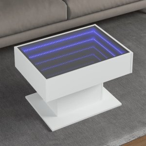 vidaXL vidaXL Stolik kawowy z LED, biały, 70x50x45cm, materiał drewnopochodny 1