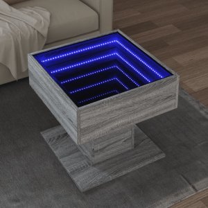 vidaXL vidaXL Stolik kawowy z LED, szary dąb sonoma, 50x50x45 cm 1