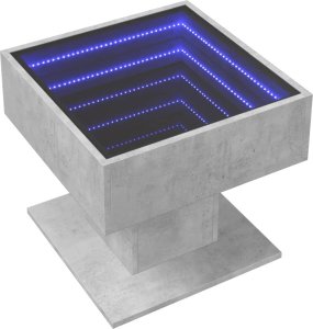 vidaXL Stolik kawowy z LED, szarość betonu, 50x50x45 cm 3