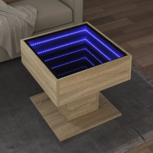 vidaXL vidaXL Stolik kawowy z LED, dąb sonoma, 50x50x45 cm 1