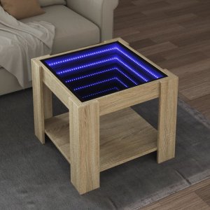 vidaXL vidaXL Stolik kawowy z LED, dąb sonoma, 53x53x45 cm 1