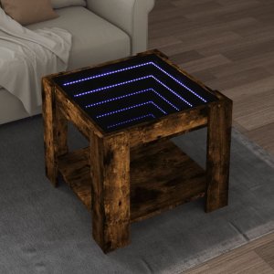 vidaXL vidaXL Stolik kawowy z LED, przydymiony dąb, 53x53x45 cm 1