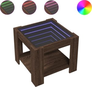 vidaXL Stolik kawowy z LED, brązowy dąb, 53x53x45 cm 2