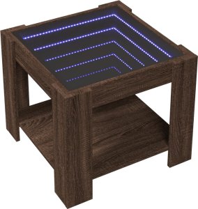 vidaXL Stolik kawowy z LED, brązowy dąb, 53x53x45 cm 3