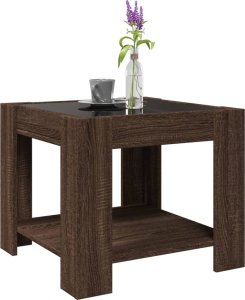 vidaXL Stolik kawowy z LED, brązowy dąb, 53x53x45 cm 5