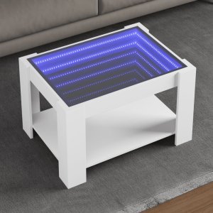 vidaXL vidaXL Stolik kawowy z LED, biały 73x53x45 cm, materiał drewnopochodny 1