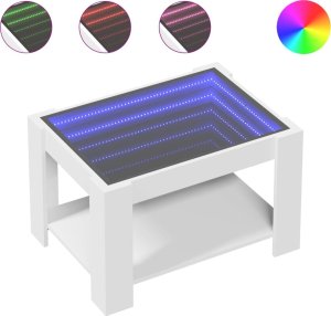 vidaXL vidaXL Stolik kawowy z LED, biały 73x53x45 cm, materiał drewnopochodny 2