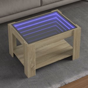 vidaXL vidaXL Stolik kawowy z LED, dąb sonoma, 73x53x45 cm 1