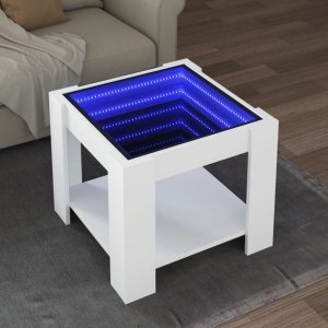 vidaXL vidaXL Stolik kawowy z LED, biały 53x53x45 cm, materiał drewnopochodny 1