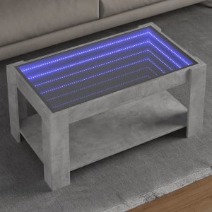 vidaXL vidaXL Stolik kawowy z LED, szarość betonu, 93x53x45 cm 1