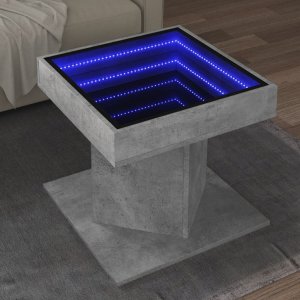 vidaXL vidaXL Stolik kawowy z LED, szarość betonu, 50x50x45 cm 1