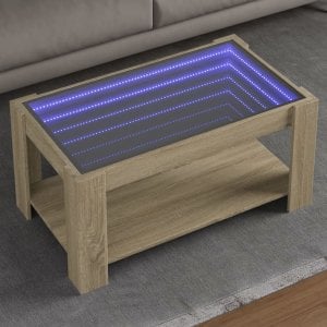 vidaXL vidaXL Stolik kawowy z LED, dąb sonoma, 93x53x45 cm 1