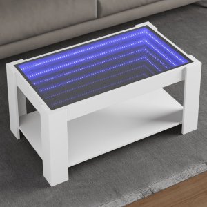 vidaXL vidaXL Stolik kawowy z LED, biały 93x53x45 cm, materiał drewnopochodny 1