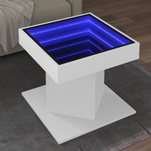 vidaXL vidaXL Stolik kawowy z LED, biały 50x50x45 cm, materiał drewnopochodny 1