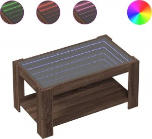 vidaXL Stolik kawowy z LED, brązowy dąb, 93x53x45 cm 2