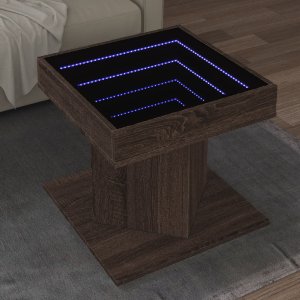 vidaXL vidaXL Stolik kawowy z LED, brązowy dąb, 50x50x45 cm 1