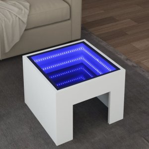 vidaXL vidaXL Stolik kawowy z LED Infinity, biały, 40x40x30 cm 1