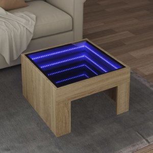 vidaXL vidaXL Stolik kawowy z LED Infinity, dąb sonoma, 50x50x30 cm 1