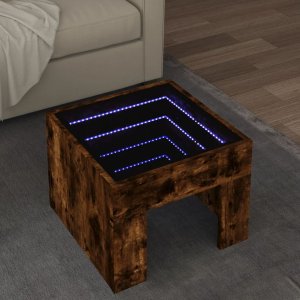 vidaXL vidaXL Stolik kawowy z LED Infinity, przydymiony dąb, 40x40x30 cm 1