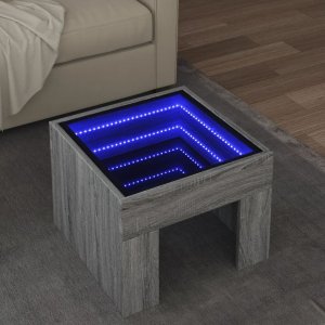 vidaXL vidaXL Stolik kawowy z LED Infinity, szary dąb sonoma, 40x40x30 cm 1