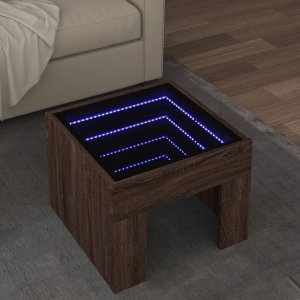 vidaXL vidaXL Stolik kawowy z LED Infinity, przydymiony dąb, 40x40x30 cm 1