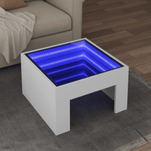 vidaXL vidaXL Stolik kawowy z LED Infinity, biały, 50x50x30 cm 1