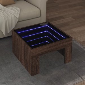 vidaXL vidaXL Stolik kawowy z LED Infinity, brązowy dąb, 50x50x30 cm 1