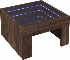 vidaXL Stolik kawowy z LED Infinity, brązowy dąb, 50x50x30 cm 3