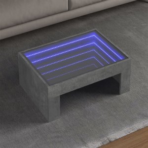 vidaXL vidaXL Stolik kawowy z LED Infinity, szarość betonu, 70x50x30 cm 1